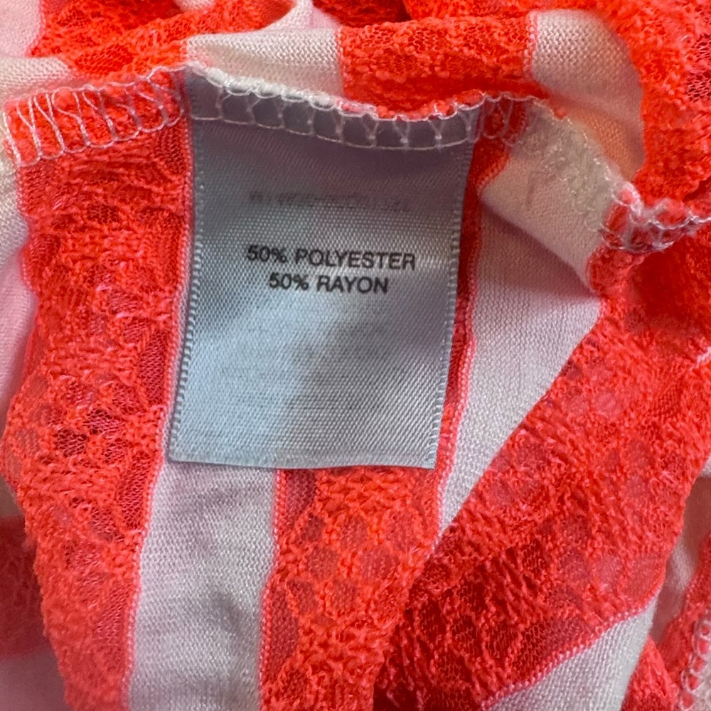 Balance Cover-Up Collection Neon Coral Stripe Hooded Swim Cover Up Tunic Medium - Picture 11 of 12